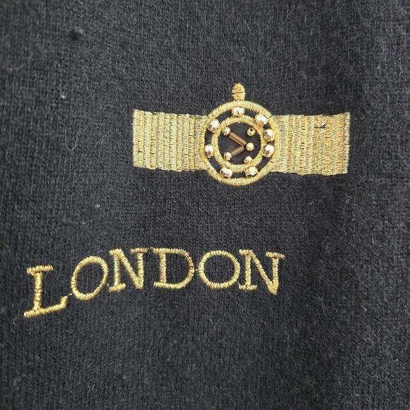 Magnolia Womens Wool Angora Cardigan Sweater M Black Embroidered ArtToWear Money - Picture 6 of 16